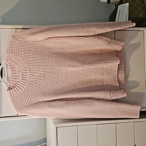 Lucky Brand crewneck waffle knit sweater in light pink